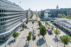 Ilmakuva Mannerheimintieltä Lasipalatsin kohdalta.