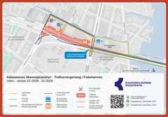 Kalasataman alueen liikennejärjestelyt kartalla.
