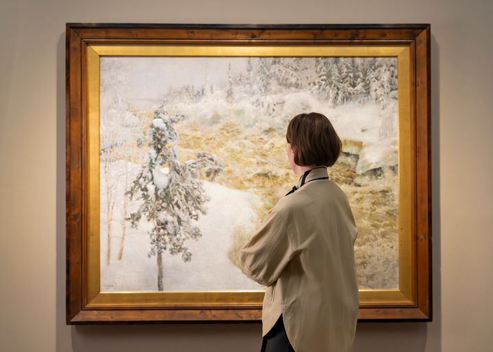 Gallen-Kallela, Klimt & Wien -näyttely kertoo, miten Akseli Gallen-Kallelan taide kehittyi vuorovaikutuksessa kansainvälisten modernistien kanssa. Akseli Gallen-Kallela, Imatra talvella (1893), Kansallisgallerian kokoelma. Kuva: Kansallisgalleria / Aleks Talve