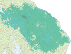 Lieksa. Kuvassa vaaleampi vihreä väri kuvaa normaalia 4G-/5G-peruspeittoa, ja tummempi vihreä erityisen nopeaa, 3,5 GHz:n taajuudella toimivaa 5G-verkkoa.