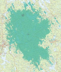 Hankasalmi & Konnevesi. Kuvassa vaaleampi vihreä väri kuvaa normaalia 4G-/5G-peruspeittoa, ja tummempi vihreä erityisen nopeaa, 3,5 GHz:n taajuudella toimivaa 5G-verkkoa.