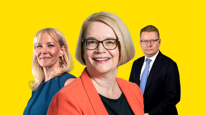 Inka Mero (vas.), Minna Kivimäki ja Timo Jaatinen.