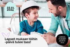 Lapsi ja isä työpaikalla