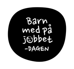 Teksti: "Barn med på jobbet - dagen" valkoisella mustalla taustalla.