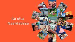 Aurinkokollaasi sekä teksti Ilo olla Naantalissa.