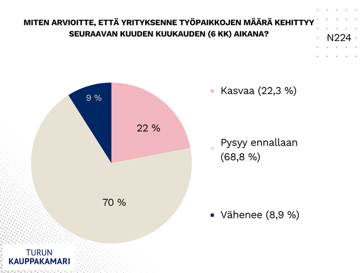 Ennätysmäisen suuri osa, noin 70 prosenttia Turun kauppakamarin jäsenyrityksistä ilmoittaa, ettei niillä ole vaikeuksia saada työvoimaa tällä hetkellä.