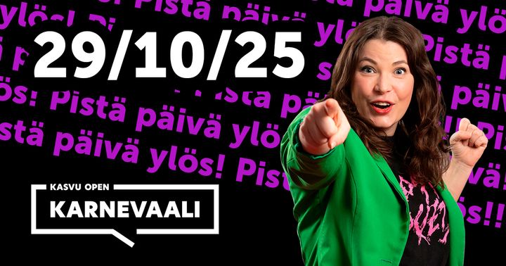 Kasvuyritystapahtuma Kasvu Open Karnevaali järjestetään Jyväskylässä keskiviikkona 29. lokakuuta 2025.