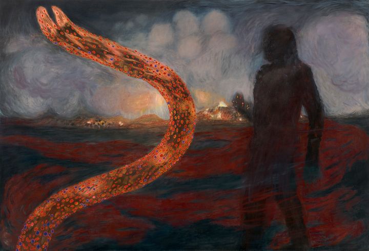 Elina Merenmies, Käärme täynnä huokauksia (2023–24), Kansallisgallerian kokoelma. Kuva: Kansallisgalleria / Petri Virtanen