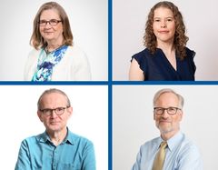 Suomen Elintarvikealan työn tulevaisuuden toimintaympäristöanalyysin ovat laatineet Etlan tutkija Birgitta Berg-Andersson (vas.ylärivi), Laboren tutkija Veera Nippala, Laboren tutkimusohjaaja Ilkka Kiema (vas.alarivi) sekä Etlan tutkija Martti Kulvik.