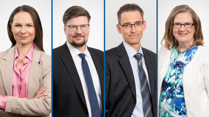 Etla's forecasting team: Head of Forecasting Päivi Puonti and researchers Sakari Lähdemäki, Ville Kaitila and Birgitta Berg-Andersson.