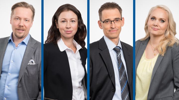 Yksityisen palvelusektorin kehityksen pullonkaulat -tutkimuksen ovat Etlassa laatineet tutkimusjohtaja Tero Kuusi (vas.), tutkimuspäällikkö Natalia Kuosmanen, vanhempi tutkija Ville Kaitila sekä tutkimuspäällikkö Terhi Maczulskij.