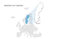 Karttakuva, jossa korostettuna Ruotsi ja merkittynä Skateholm.