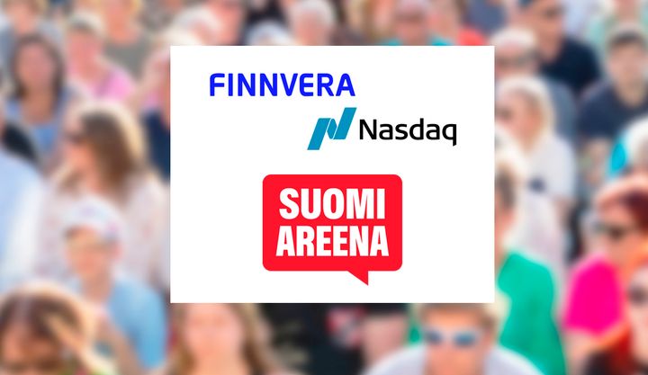 Finnveran, Nasdaqin ja SuomiAreenan logot.