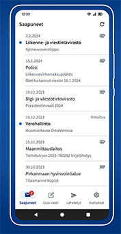 A snapshot of the Suomi.fi mobile application