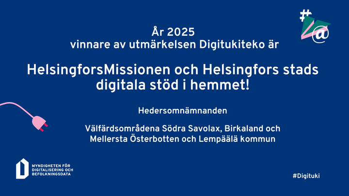 På bilden berättas vinnarna av utmärkelsen Digitukiteko 2025 och vinnarna av hedersomnämnanden.