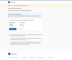 Tältä näyttää Suomi.fi-tunnistuksen yhteydessä näytettävä muistutus siitä, että sinulla on uusi lukematon viesti Suomi.fi-viesteissä. Kuvassa näkymä, kun tunnistautuu selaimella.