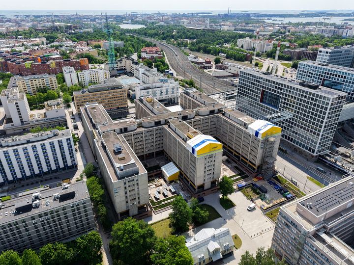 Ilmakuva Pasilan virastokeskuksesta.