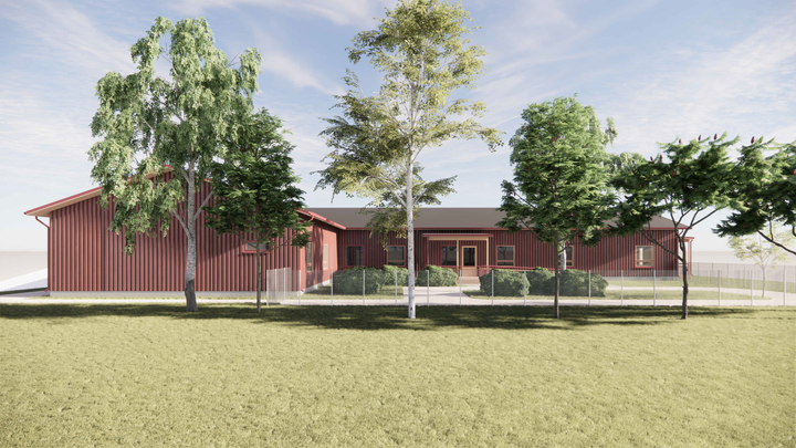 Havainnekuvassa ruskea, yksikerroksinen puurakennus.