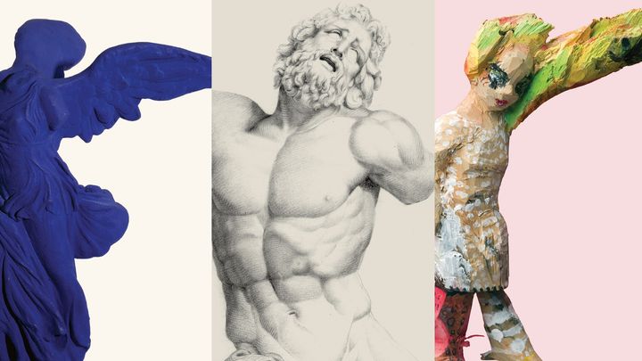 A combination of three artworks, each depicting a hero.