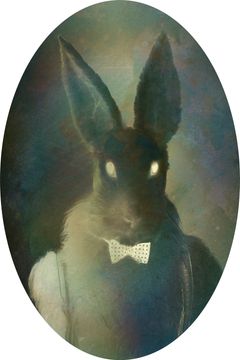 A rabbit with shining eyes.