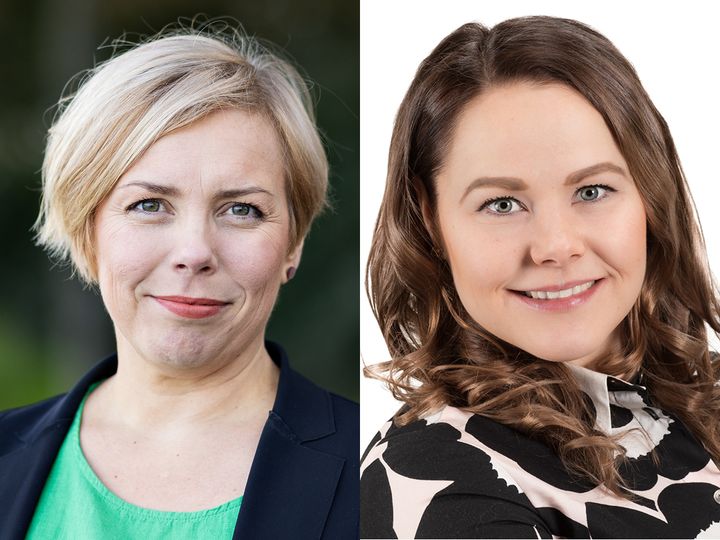 SDP:n eurovaaliehdokkaat Piia Elo (vas.) ja Miina-Anniina Heiskanen (oik.) Kuva: Jukka-Pekka Flander / SDP