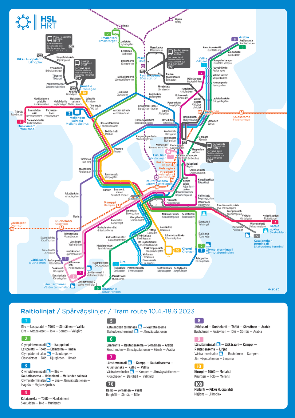 Raitiovaunu 9 reittikartta Helsinki
