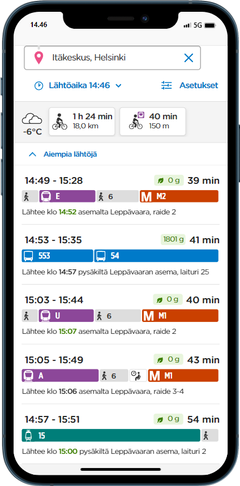 Reittioppaan käyttöliittymäkuva