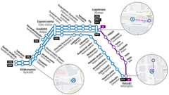 Espoon kaupunkiradan katkojen aikainen korvaava bussiliikenne.