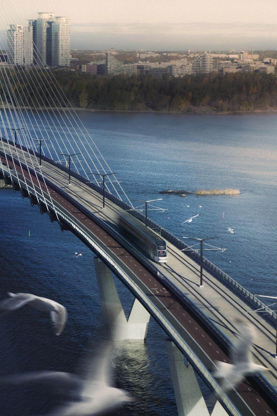 Raitiovaunu Kruunuvuorensillalla Cocoa Helsinki