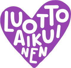 Sydämen muotoinen kuvio, jossa lukee "Luottoaikuinen".