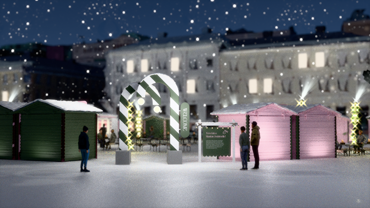 Havainnekuva Mantan joulutorista.