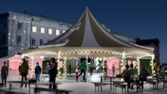 Mantan luistinrata on katettu ja valaistu tunnelmallisesti. Havainnekuva.