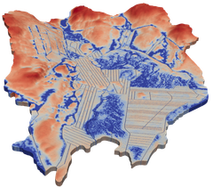 Graafinen kartta, jossa eri värejä