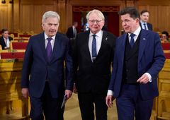 President Sauli Niinistö var på plats i riksdagen för att presentera sin EU-rapport Safer together: Strenghtening Europe´s Civilian and Military Preparedness and Readiness.
