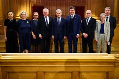 Suomen entinen tasavallan presidentti Sauli Niinistö vieraili Ruotsin valtiopäivien toisen kamarin salissa 14.5.2025