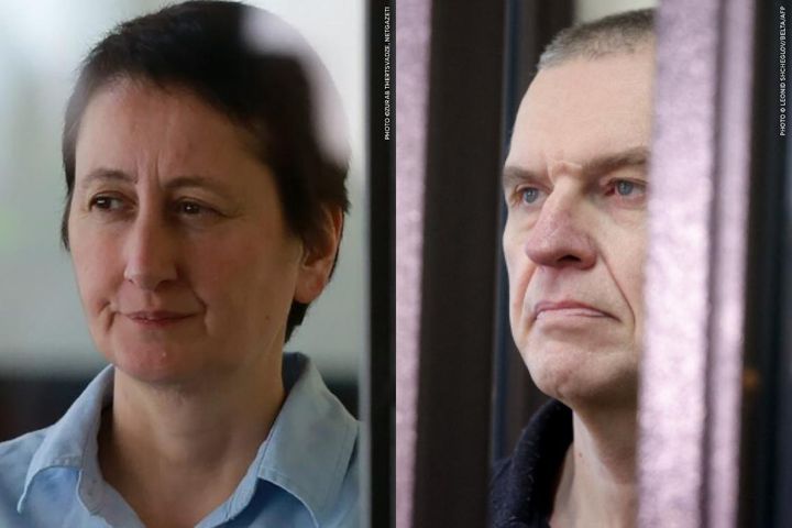 Toimittajat Mzia Amaglobeli Georgiasta ja Andrzej Patšobut Valko-Venäjältä. © L.S/ Belta AFP & Z.T/Netgazeti