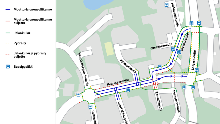 Liikennejärjestelyt kartalla