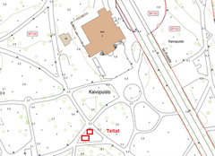 En karta över Brunnsparken där man ser var redskap och serveringfält kan finnas.