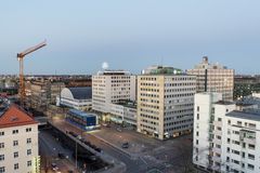 Flygfoto av Bilhuskvarteret.