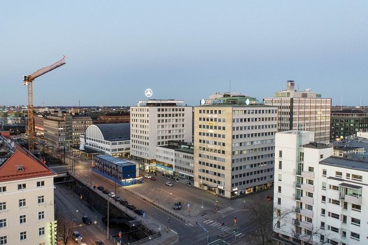 Flygfoto av Bilhuskvarteret.