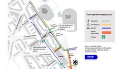 Kartta liikennejärjestelyistä.