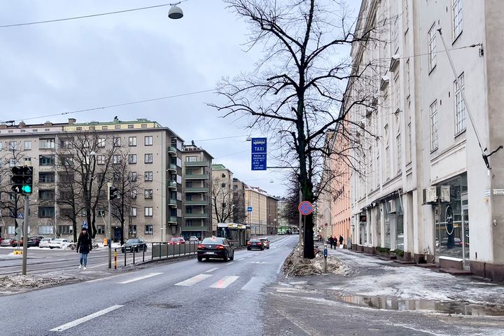 Katupuita Mannerheimintiellä Sallinkadun kohdalla.