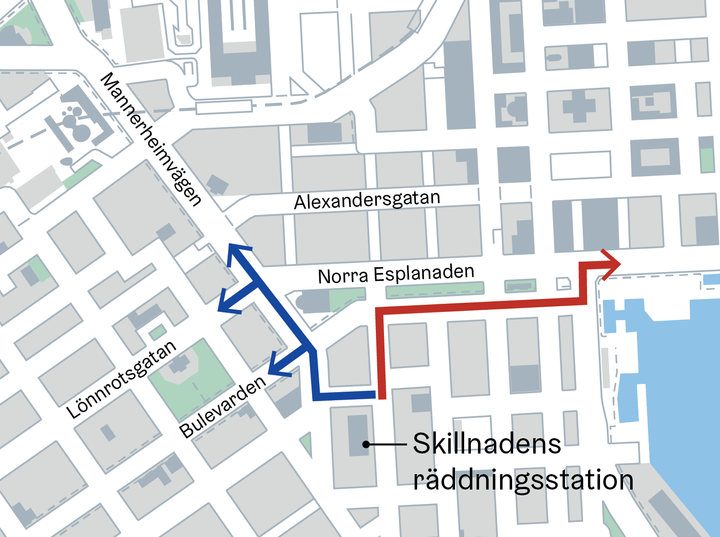 Karta som visar rutt där trafikljusfördelen har genomförts