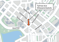 Kartta työmaa-alueen sijainnista.