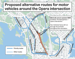 Proposed alternative routes for motor vehicles