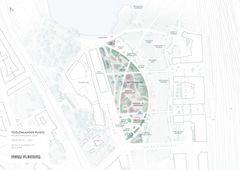 Karttakuva, jossa on kerrottu toimenpiteiden sijoittelusta puistossa.