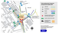 Liikennejärjestelyt risteyksessä (Kartta).