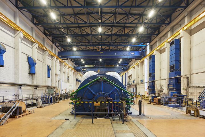 Turbinhallen vid Hanaholmens kraftverk.