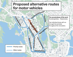 Proposed alternative routes for motor vehicles