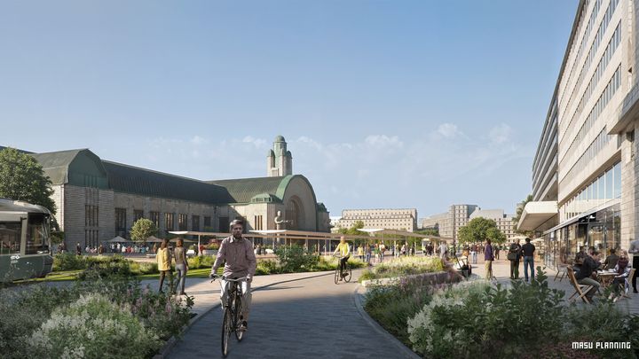 Brunnsgatan utvecklas till en gata för kollektivtrafik framför centralstationen. Ändringen möjliggör mer grönska, bänkar och terrasser i området.